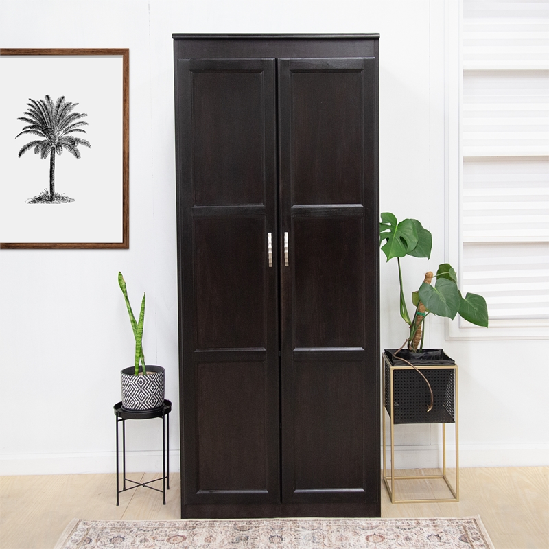 Concepts in Wood Armoire Wardrobe Closet - 6 ft Tall - Espresso