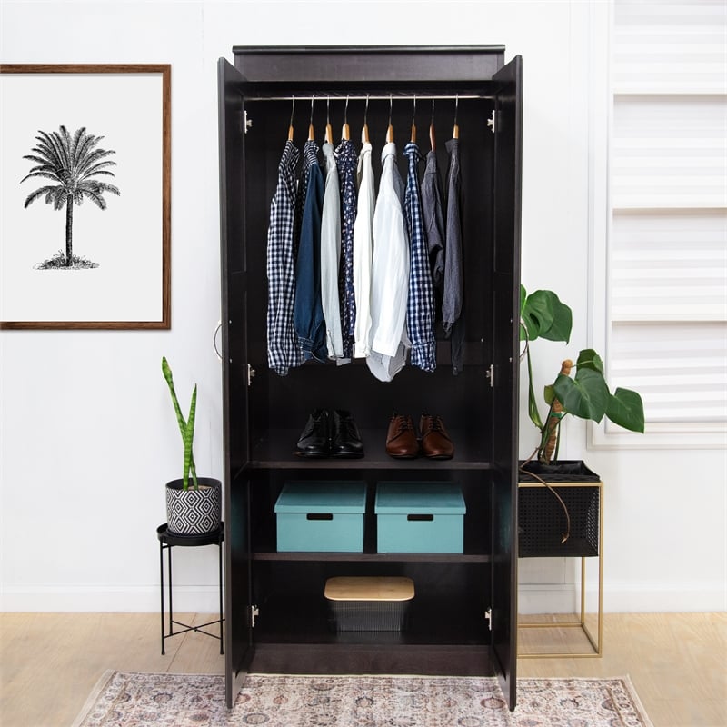 Concepts in Wood Armoire Wardrobe Closet - 6 ft Tall - Espresso