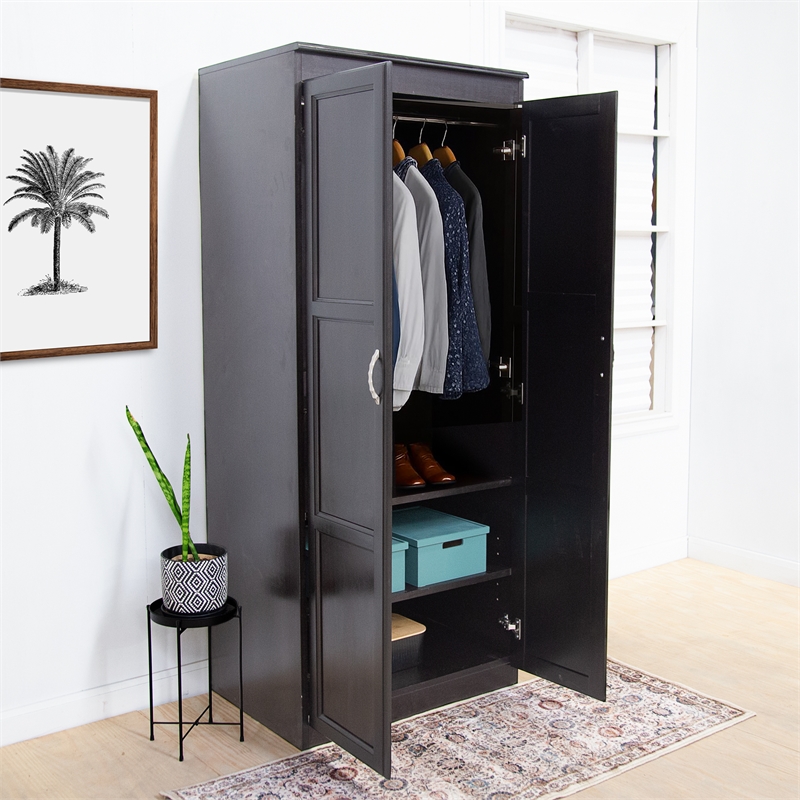 Concepts in Wood Armoire Wardrobe Closet - 6 ft Tall - Espresso