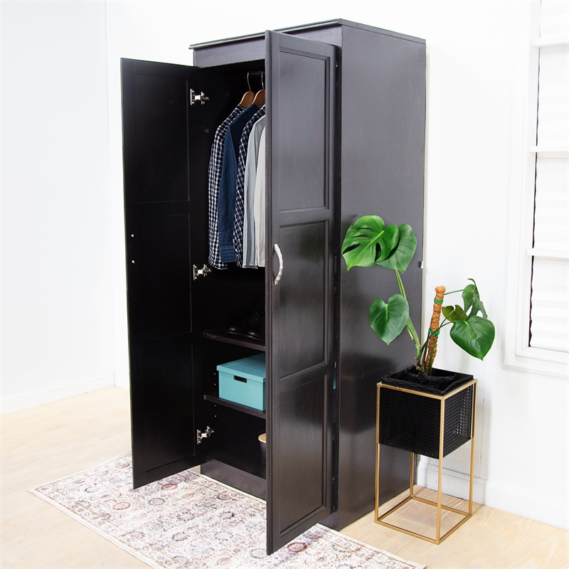 Concepts in Wood Armoire Wardrobe Closet - 6 ft Tall - Espresso