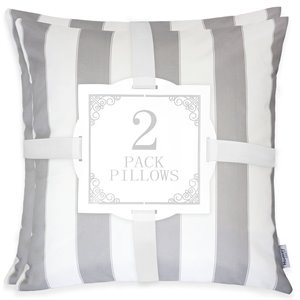 homey cozy olivia 20-inch stripe fabric outdoor pillow in gray (set of 2)