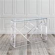 Uptown Club Calypso Transitional Glass Top Console Table in Silver