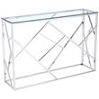 Uptown Club Calypso Transitional Glass Top Console Table in Silver