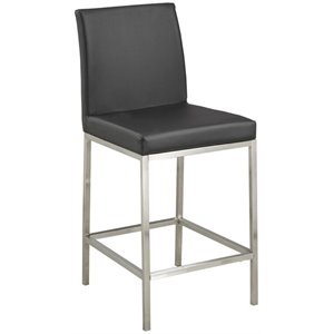 Uptown Club Hail 26&quot Transitional Faux Leather Counter Stool in Black