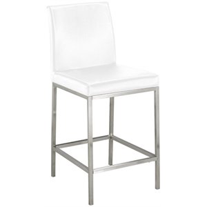 Uptown Club Hail 26&quot Transitional Faux Leather Counter Stool in White