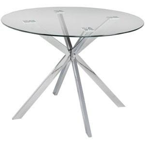 Uptown Club Franz 41.3&quot Round Contemporary Glass Top Dining Table in Silver