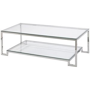 Uptown Club Ben 47.3&quot x 13.7&quot Transitional Glass Top Coffee Table in Silver