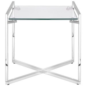 Uptown Club Gus 19.6&quot Square Contemporary Glass Top End Table in Silver