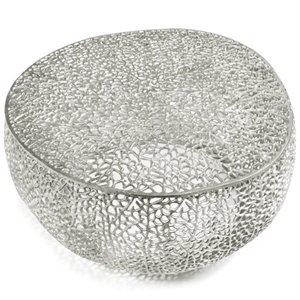 Uptown Club Alice Aluminum Coral Design Accent Coffee Table in Silver