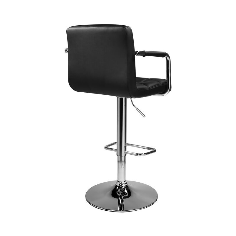 Uptown Club Coaster Faux Leather Tufted Adjustable Bar Stool in Black (Set of 2)