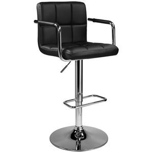 Uptown Club Coaster Faux Leather Tufted Adjustable Bar Stool in Black (Set of 2)