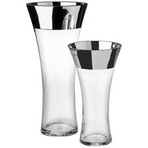 Uptown Club Juniper 2 Piece Transitional Glass Vase Set in Silver