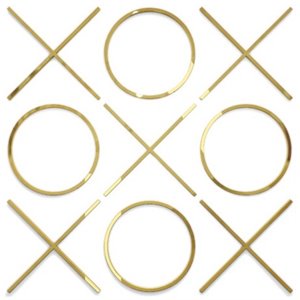 Uptown Club 9 Piece Large Metal Tic Tac Toe Wall Sculpture Set in Gold