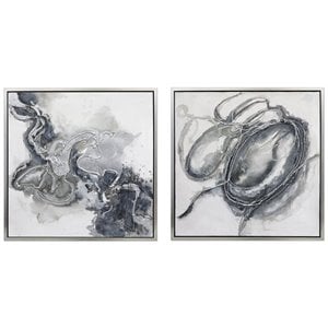 Uptown Club 31.5&quot Square Transitional Hand Painted Abstract Painting (Set of 2)