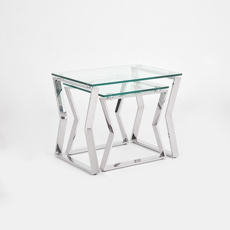 Uptown Club Lily Stainless Steel End Table in Silver