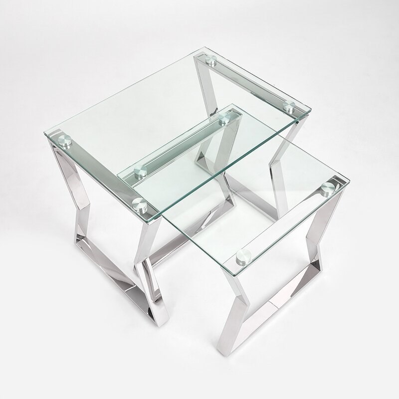 Uptown Club Lily Stainless Steel End Table in Silver