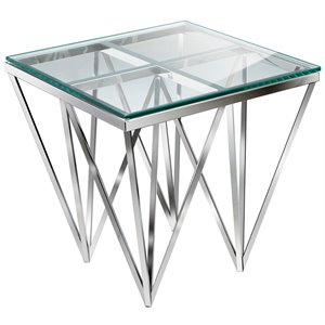 Uptown Club Joel Stainless Steel End Table in Silver
