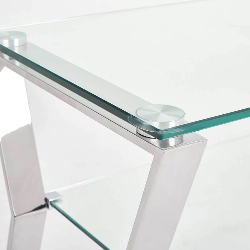 Uptown Club Lily Stainless Steel Media Table in Silver