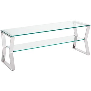 uptown club lily stainless steel media table in silver