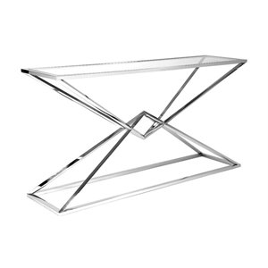 uptown club gable stainless steel console table in silver