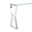 Uptown Club Lily Stainless Steel Console Table in Silver
