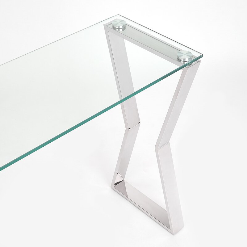 Uptown Club Lily Stainless Steel Console Table in Silver