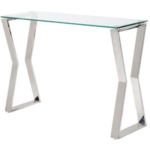 uptown club lily stainless steel console table in silver