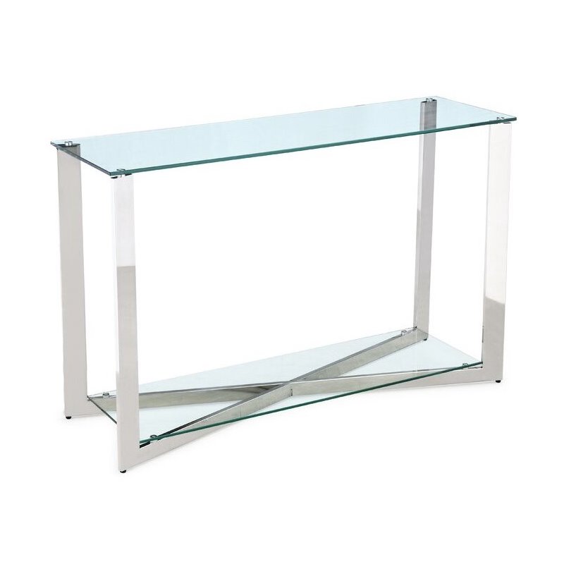Uptown Club Cole Stainless Steel Console Table in Silver