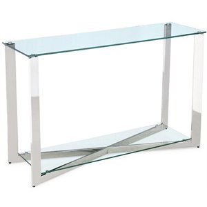 uptown club cole stainless steel console table in silver