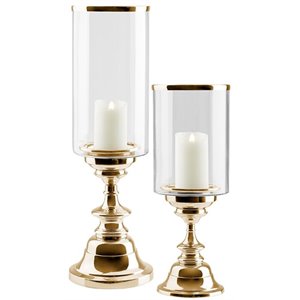 uptown club sawyer aluminum candle holders in gold - set of 2