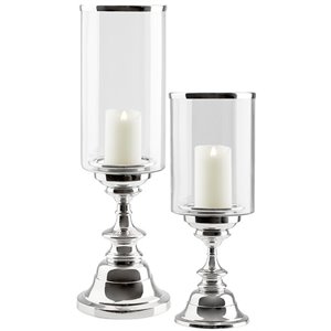 uptown club sawyer aluminum candle holders in silver - set of 2