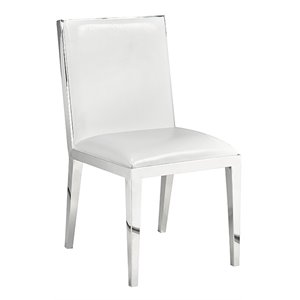 Uptown Club Faux Leather Upholstered Dining Chair with Steel Frame in White