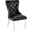 Uptown Club Tufted Upholstered Dining Chair with Nailhead Trim in Black Velvet