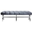 Uptown Club Tufted Upholstered Bench with Steel X Base in Dark Gray Velvet