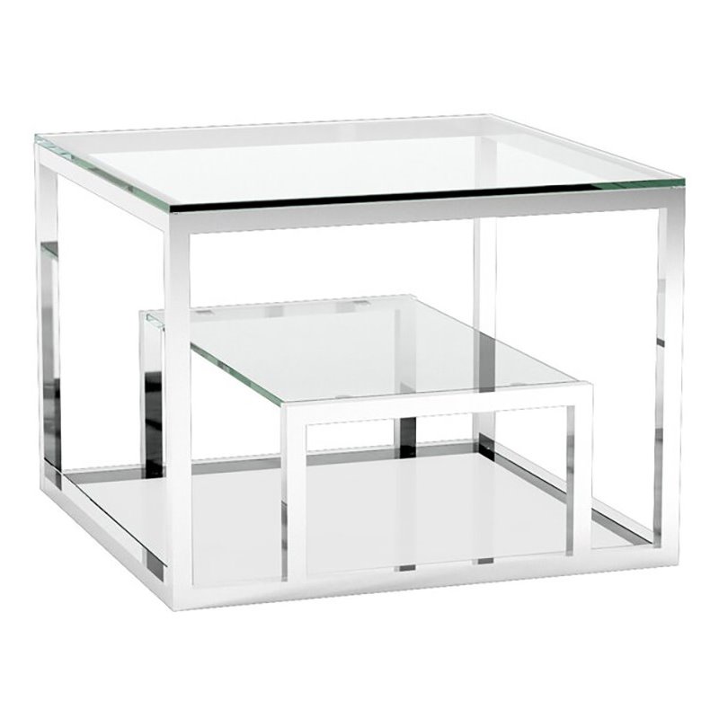Uptown Club End table Silver Multi Shelves Silver