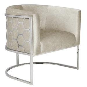 Uptown Club Unity 30&quot Hexagon Laser Cut Pattern Fabric Accent Chair in Ivory