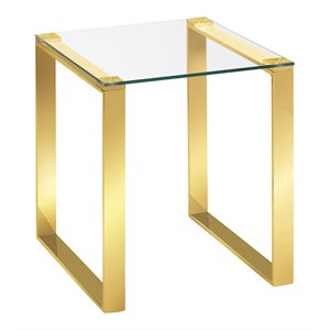 Uptown Club Gabby 18&quot Stainless Steel Metal and Glass End Table in Gold