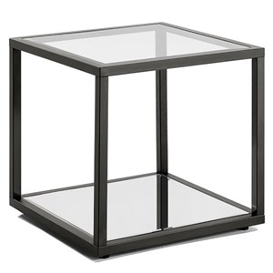 Uptown Club Armour 24&quot Mirror Lower Shelf Metal & Glass End Table in Black