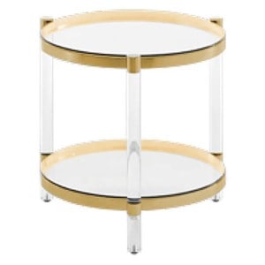 Uptown Club Toledo 23&quot Round Metal and Tempered Glass End Table in Gold