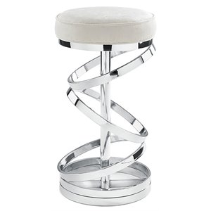 Uptown Club Wow 25&quot Spiral Design Fabric Counter Stool in Ivory/Silver