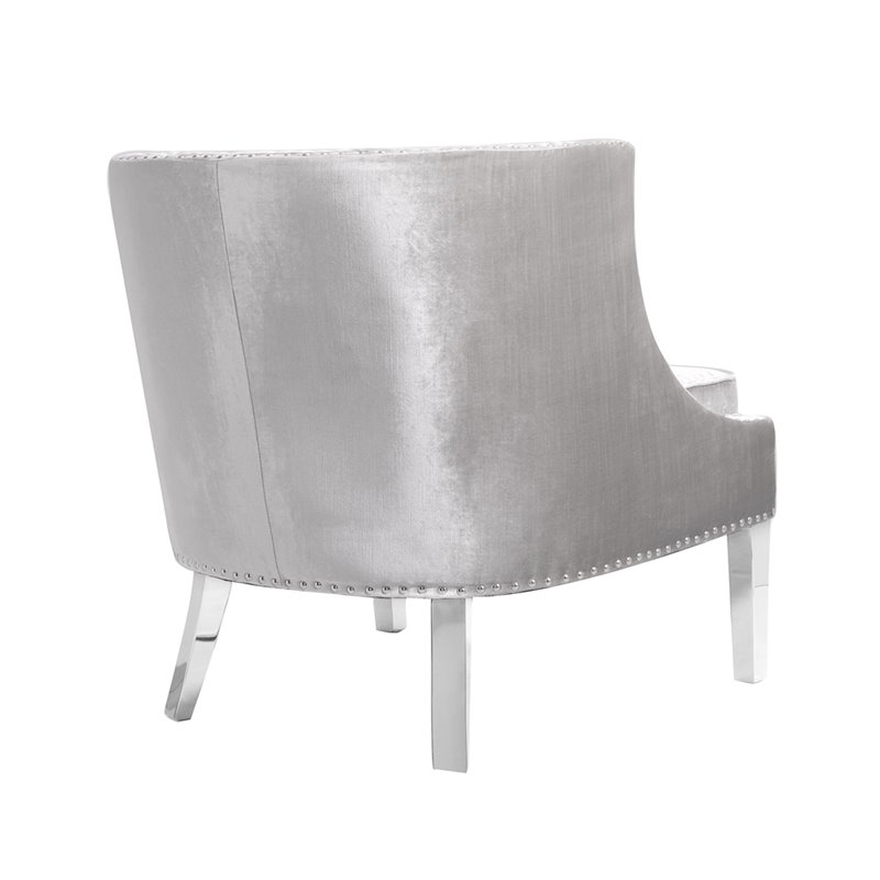 Uptown Club Laker Luxurious Velvet Upholstered Accent Chair in Gray