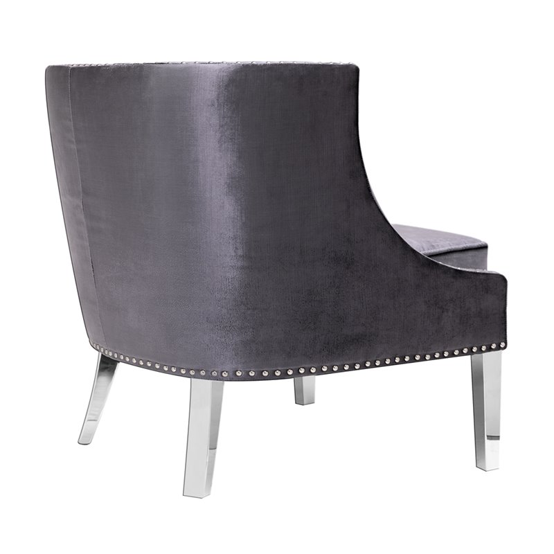 Uptown Club Laker Luxurious Velvet Upholstered Accent Chair in Charcoal