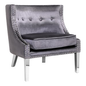 Uptown Club Laker Luxurious Velvet Upholstered Accent Chair in Charcoal