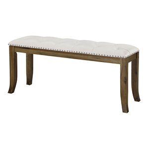 Uptown Club Capri 18&quot Transitional Faux Leather Upholstered Bench in White