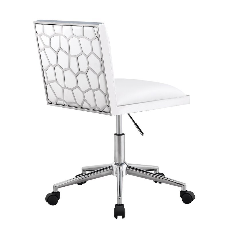 Uptown Club Rose Geometric Modern Luxurious Faux Leather Office Chair in White