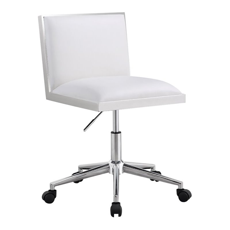 Uptown Club Rose Geometric Modern Luxurious Faux Leather Office Chair in White