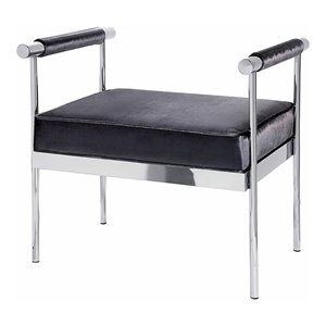uptown club troy modern velvet ottoman with handles on both sides in charcoal