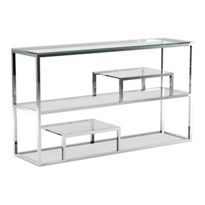 Uptown Club Zest Modern Stainless Steel Console Table in Silver