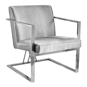 Uptown Club Mayfair Modern Luxurious Satin Upholstered Accent Chair in Silver