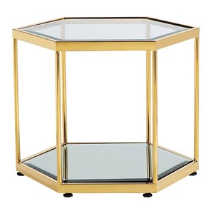 Uptown Club Stout Hexagon Modern Stainless Steel End Table in Gold